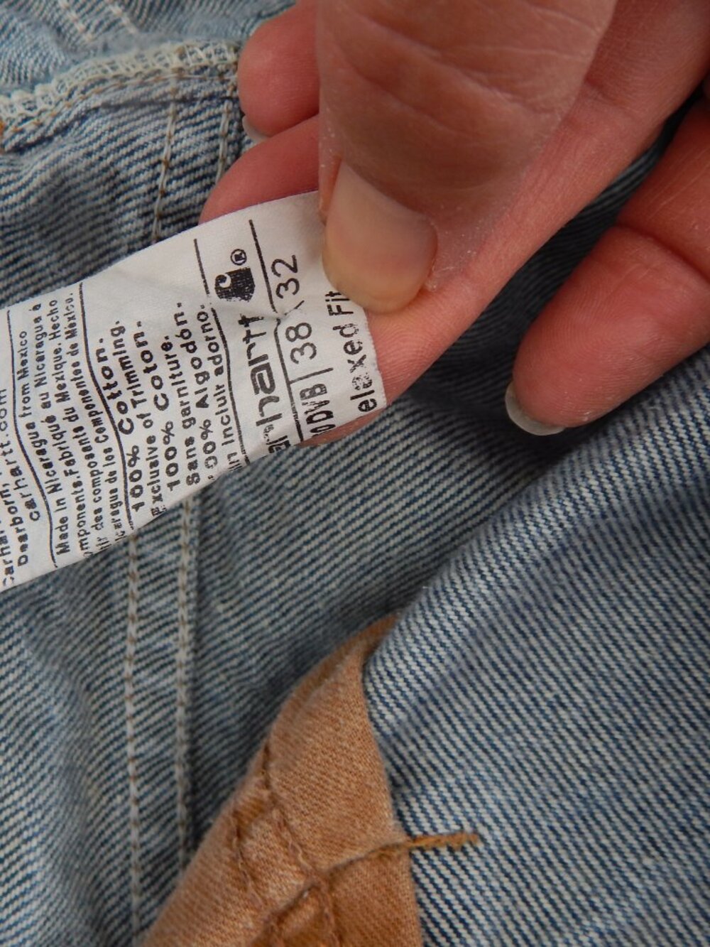 Carhartt Jeans Mens 38x32 Light Wash Relaxed Fit Straight Leg Denim Workwear (2) - Picture 4 of 5
